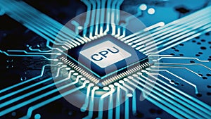 Central Processor Unit CPU Circuit Board, AI Artificial Intelligence Copy-Space