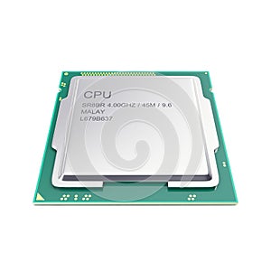 Central processor unit, CPU isolated on white. 3d illustration