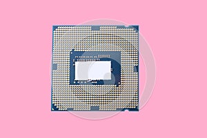 Central Processor unit isolated on pink background at dry sunny