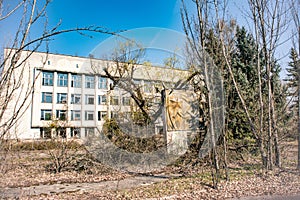 Central square of abandoned town Pripyat Chernobyl zone Ukraine