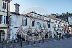 The central square of Arona with beautiful arch