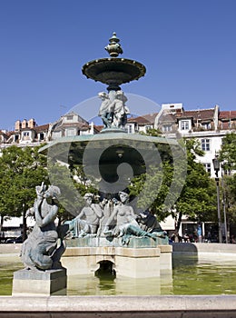 Central square in Lisbon. Portugal in the summer.