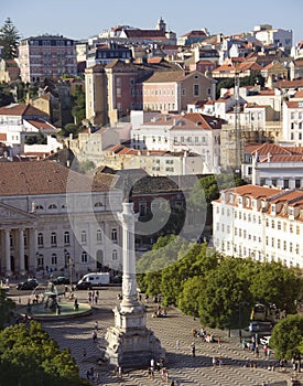 Central square in Lisbon. Portugal in the summer.