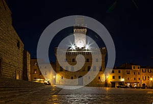 Central square in Montepulciano at night,