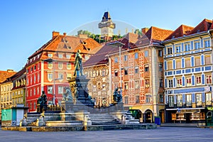 Central square in the Old Town of Graz, Austria