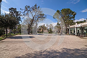 Central square on a sunny day in the spring.