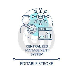 Centralised management system blue concept icon