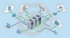 Centralized data center network connecting multiple devices and cloud services