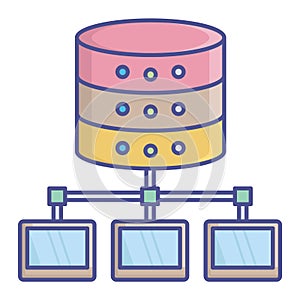 Centralized database Fill Vector icon which can easily modify or edit