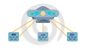 Centralized Network Hub, Data Distribution, vector design Generative AI