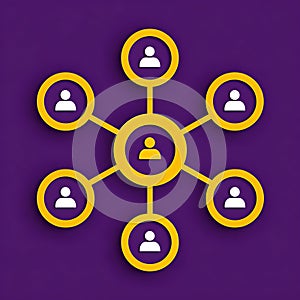Centralized network of people connected in a hub and spoke design