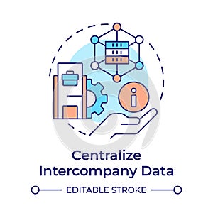 Centralizing intercompany data multi color concept icon