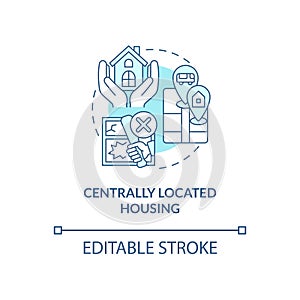 Centrally located housing concept icon