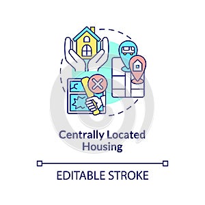 Centrally located housing concept icon