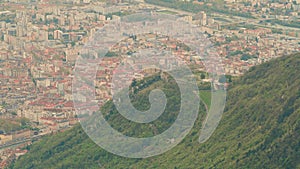 Centre of Grenoble and the Fort de la Bastille, view from above, France