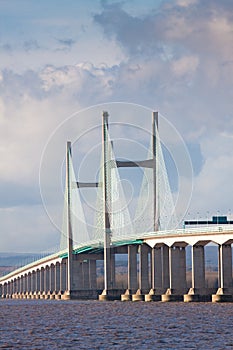 Centre span of the new Severn Bridge , UK