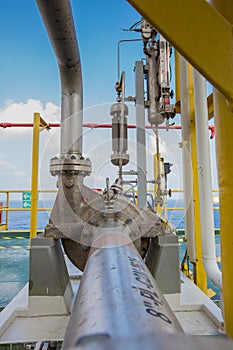 Centrifugal pump in oil and gas processing platform used for transfer liquid condensate.