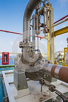 Centrifugal pump in oil and gas processing platform used for transfer liquid condensate to stabilization tower photo