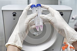 The centrifuge tube and centrifuge machine in the laboratory