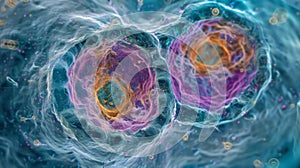The centrioles of an animal cell are visible in this image shown as two cylindrical structures within the cytoplasm that photo