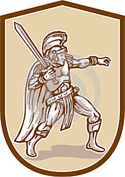 Centurion Roman Soldier Wielding Sword Cartoon photo