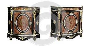 Century Boulle French Sideboard inlay with red tortoise shell and brass