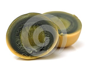 Century egg sliced open