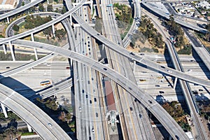 Century Harbor Freeway interchange intersection junction Highway Los Angeles roads traffic America city aerial view photo