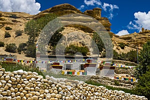 Century Old Gumba and Gompas Monastery around Chhoser Village in Upper Mustang of Nepal