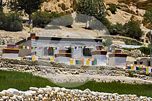 Century Old Gumba and Gompas Monastery around Chhoser Village in Upper Mustang of Nepal