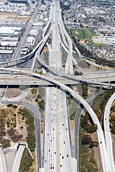 Century San Diego Freeway interchange intersection junction Highway Los Angeles roads traffic America city aerial view photo