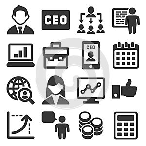 CEO and Business Management Icons Set. Vector
