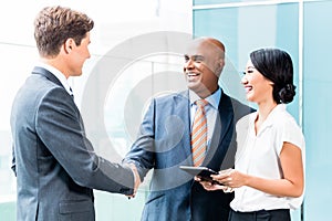 CEO and executive business handshake