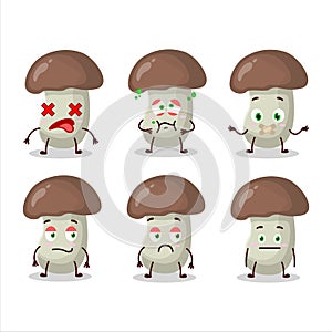 Cep mushroom cartoon in character with nope expression