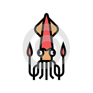 cephalopod squid ocean color icon vector illustration