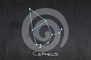 Cepheus constellation drawn on a blackboard