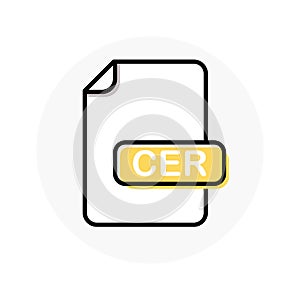 CER file format, extension color line icon photo