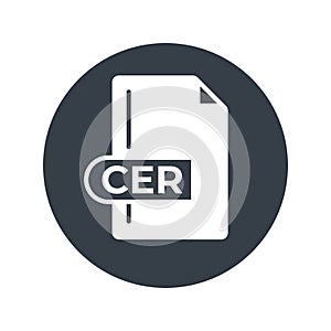 CER File Format Icon. CER extension filled icon
