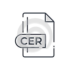CER File Format Icon. CER extension line icon photo