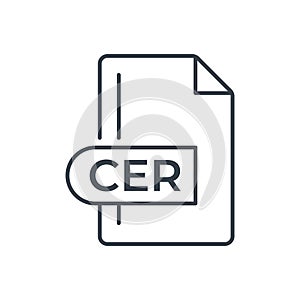 CER File Format Icon. CER extension line icon