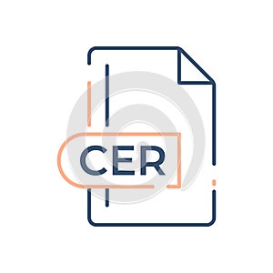 CER File Format Icon. CER extension line icon photo