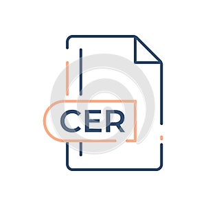 CER File Format Icon. CER extension line icon