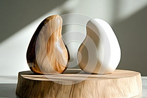 Ceramic abstract sculpture that combines simplicity and expressiveness, suitable for any interior photo