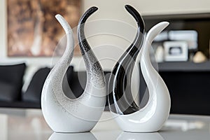 Ceramic abstract sculpture that combines simplicity and expressiveness, suitable for any interior photo