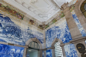 Ceramic Azulejos in Porto train station - Portugal photo