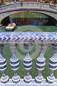 Ceramic balusters at Plaza de Espana, Seville, Spain