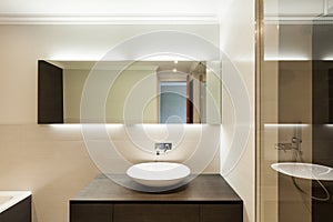 Ceramic basin and mirror