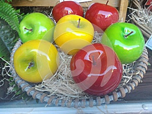 Ceramic basket of apples photo