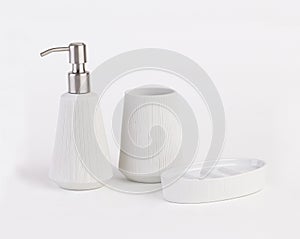 Ceramic bathroom accessories isolated