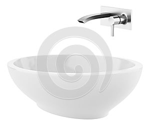 Ceramic bathroom sink isolated on white